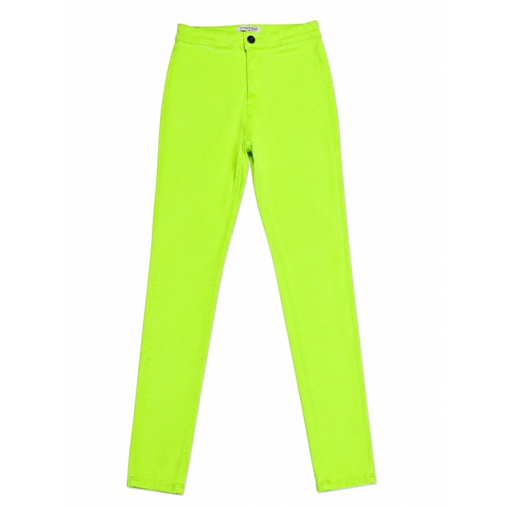 Swank A Posh Neon Lime Green High Waisted Skinny Jeans Women Size Small